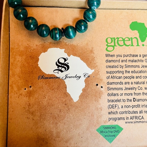 Simmons Jewelry Genuine Rough Diamond & Malachite Green Bracelet w/Gold Accent - Picture 3 of 8